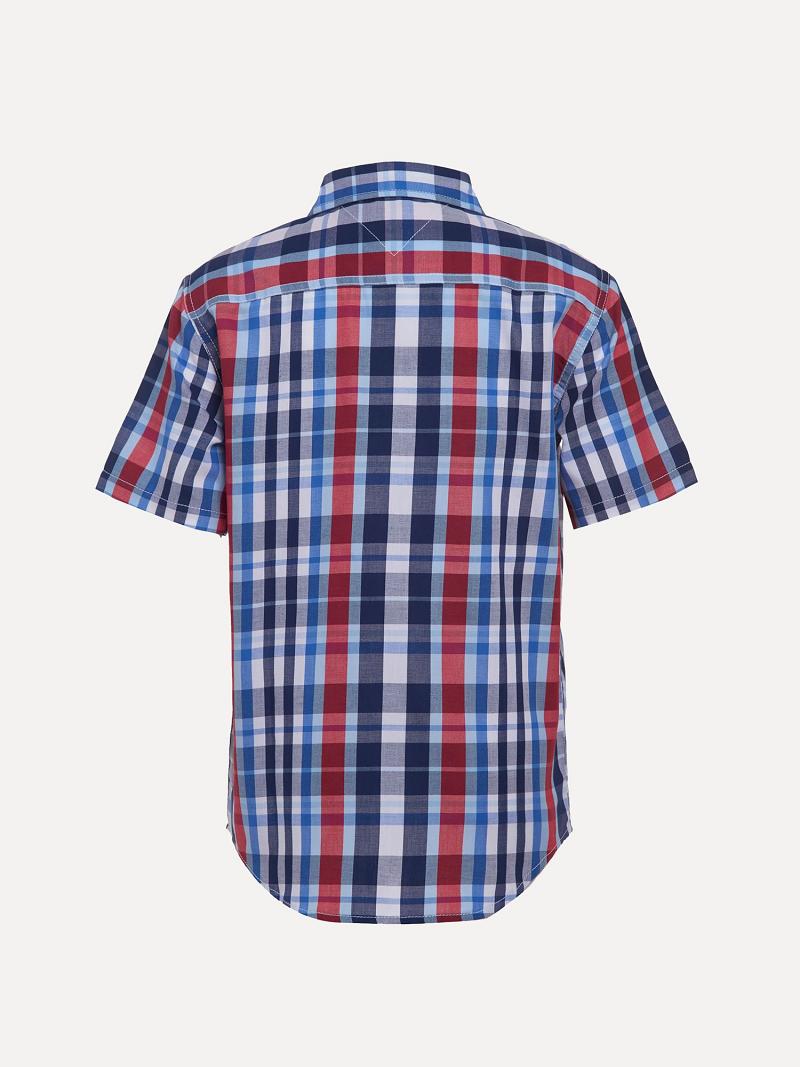 Camisas Tommy Hilfiger Little Classic Plaid Corta-Sleeve Azules | MX_B2081