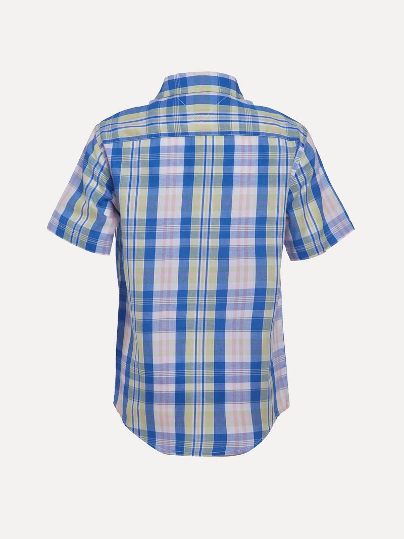 Camisas Tommy Hilfiger Little Pastel Plaid Corta-Sleeve Azules | MX_B2083