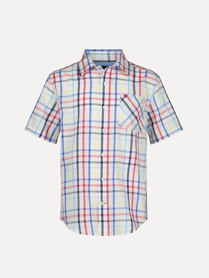 Camisas Tommy Hilfiger Little Plaid Corta-Sleeve Blancos | MX_B2084