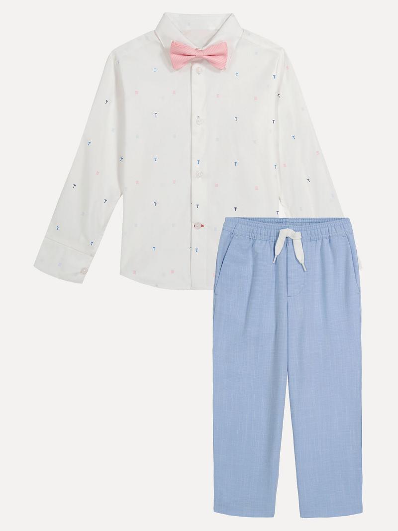 Camisas Tommy Hilfiger Little TH, Pant and Bow Tie Set Blancos | MX_B2086