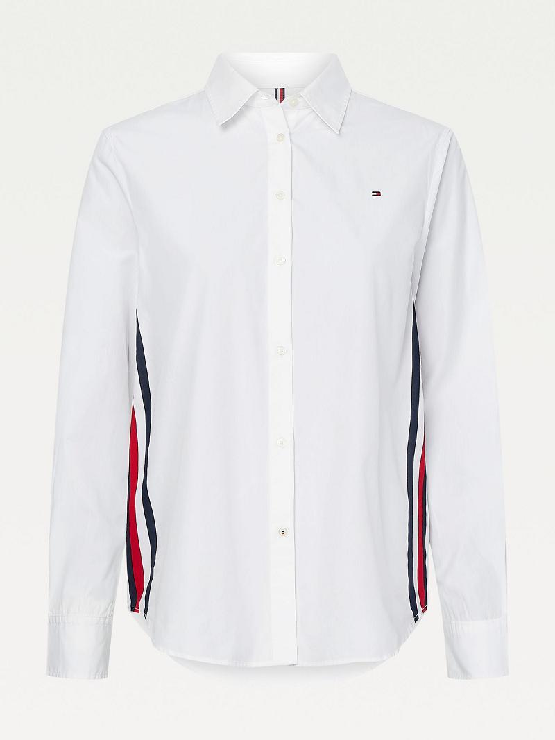 Camisas Tommy Hilfiger Organic Algodon Stripe Blancos | MX_W21289