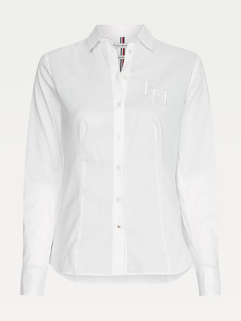 Camisas Tommy Hilfiger Slim Fit Stretch Algodon Blancos | MX_W21292