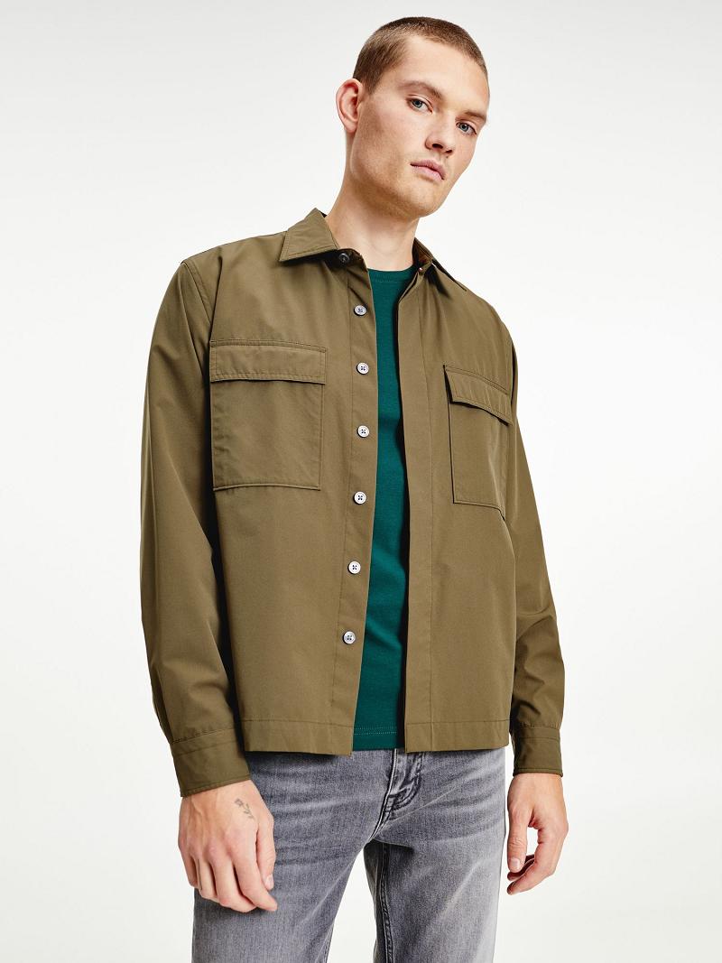 Camisas Tommy Hilfiger Solid utility overshirt Verdes | MX_M31282