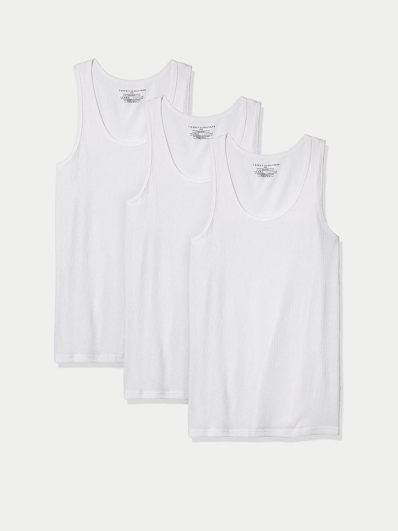 Camiseta Tommy Hilfiger Algodon classics tank 3pk Blancos | MX_M31021