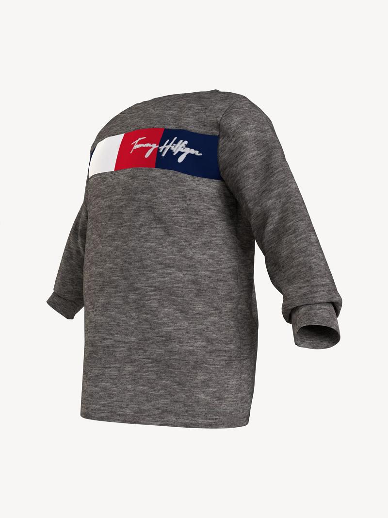 Camiseta Tommy Hilfiger Babies' Signature Long Sleeve Grises | MX_B2155