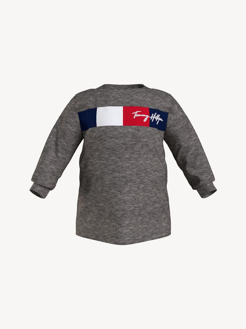 Camiseta Tommy Hilfiger Babies\' Signature Long Sleeve Grises | MX_B2155