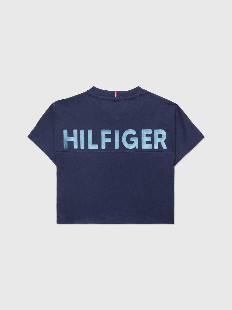 Camiseta Tommy Hilfiger Back Logo Shimmer Azul Marino | MX_G1226