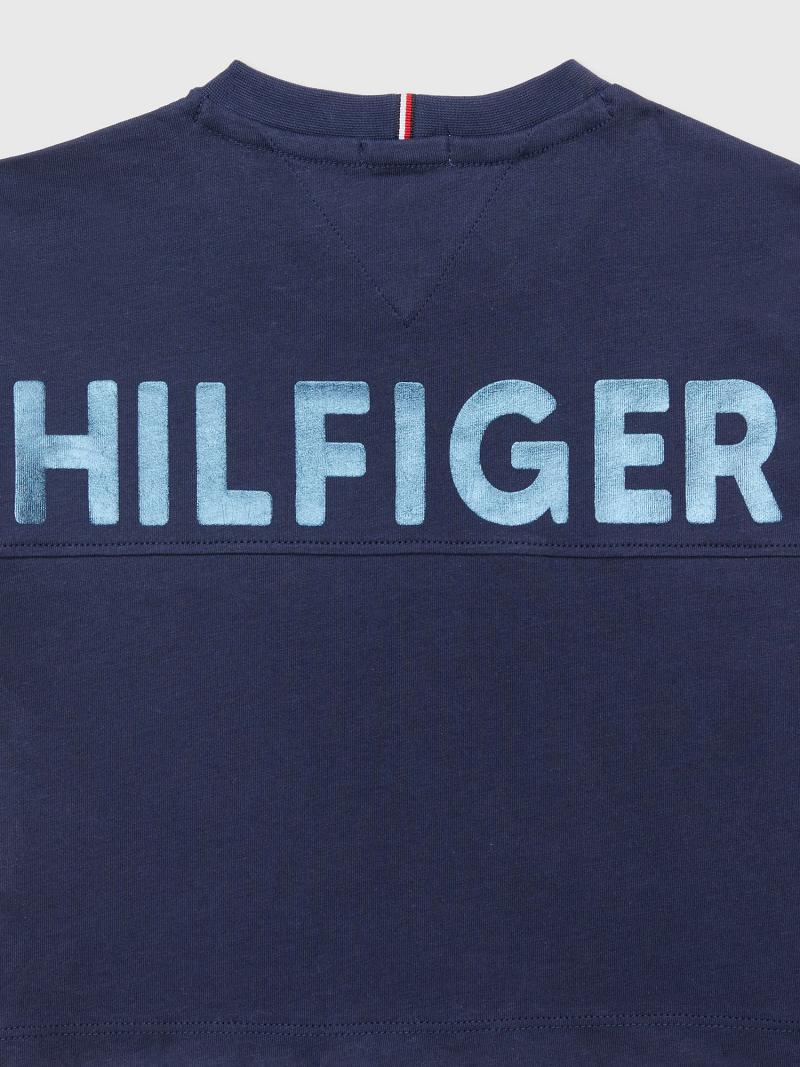 Camiseta Tommy Hilfiger Back Logo Shimmer Azul Marino | MX_G1226