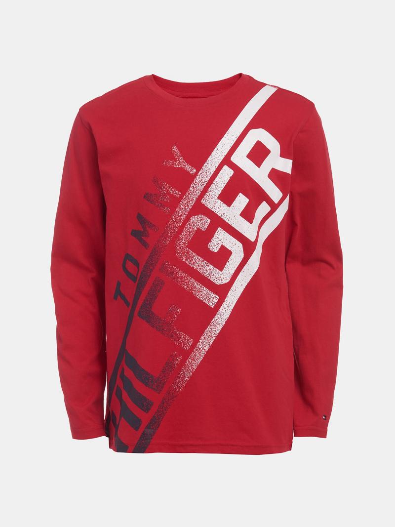 Camiseta Tommy Hilfiger Big Fader Long-Sleeve Rojos | MX_B2158