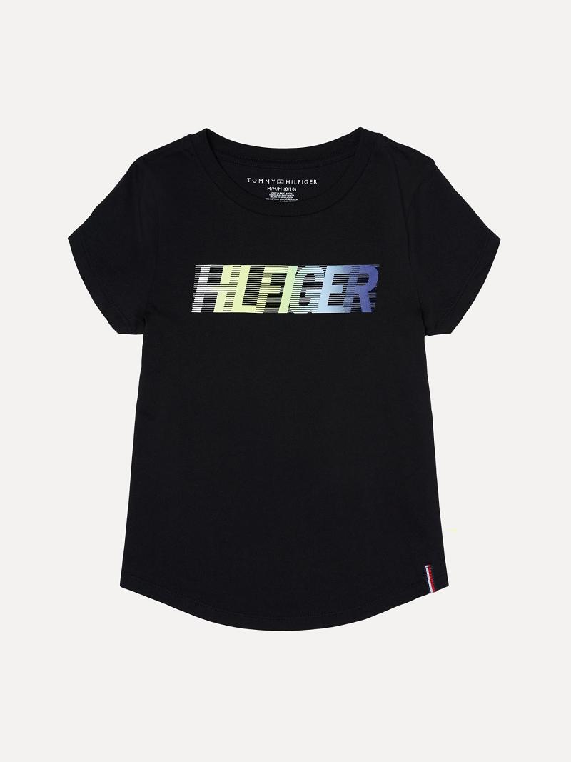 Camiseta Tommy Hilfiger Big Ombre Logo Negros | MX_G1231