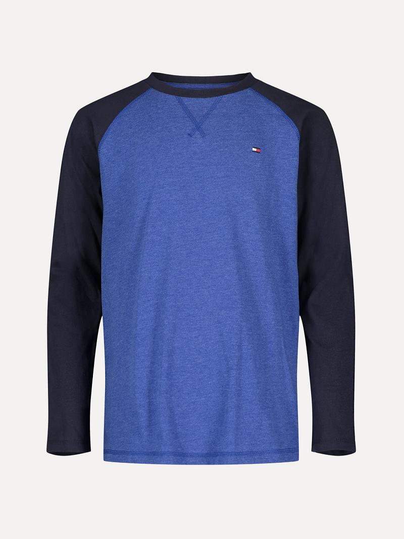 Camiseta Tommy Hilfiger Big Raglan Long-Sleeve Azules | MX_B2163