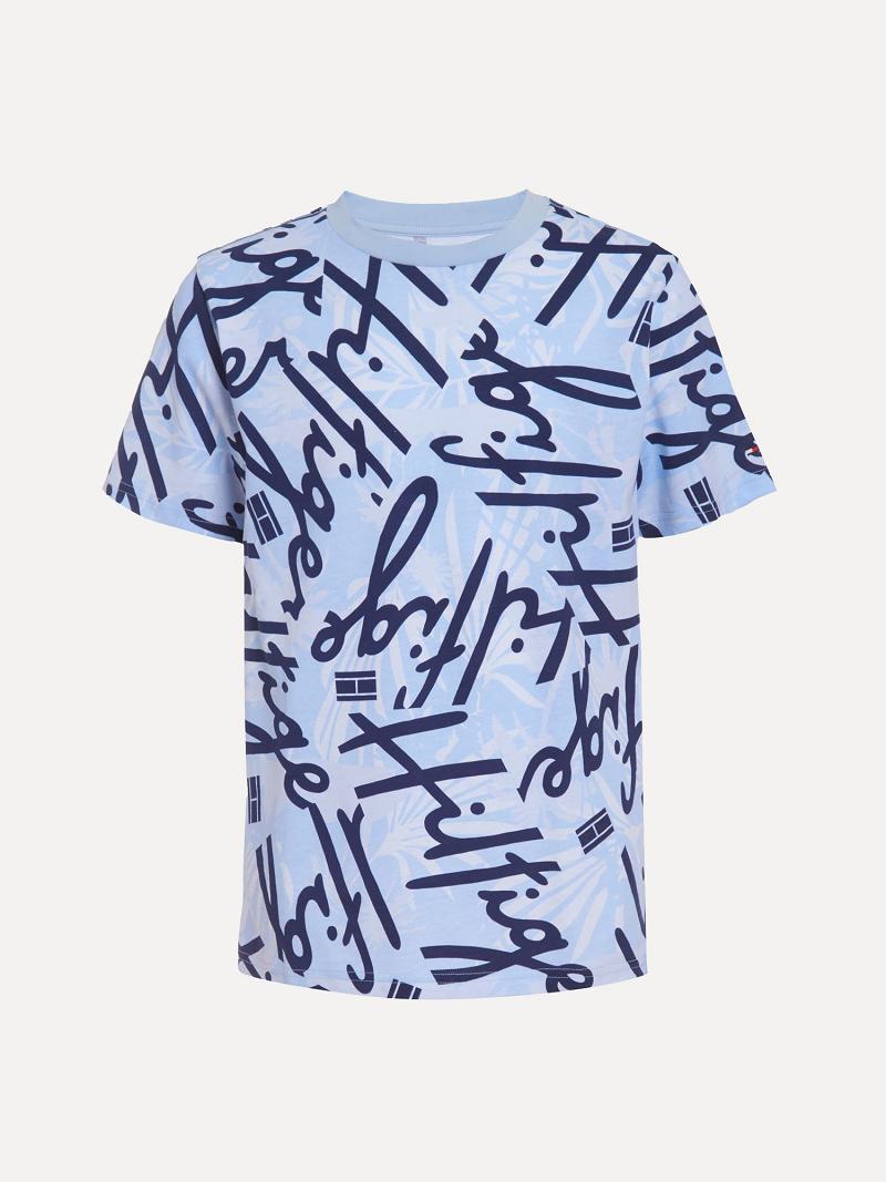 Camiseta Tommy Hilfiger Big Tropic Print Azules | MX_B2166