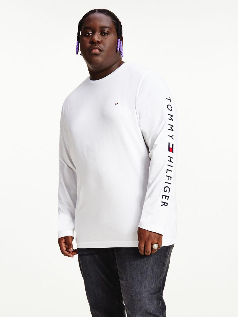 Camiseta Tommy Hilfiger Big and tall organic cotton logo Blancos | MX_M31005