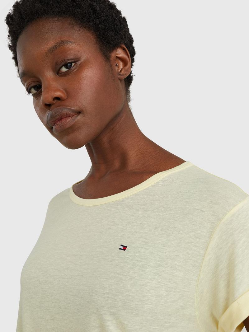 Camiseta Tommy Hilfiger Crewneck Amarillos | MX_W21434