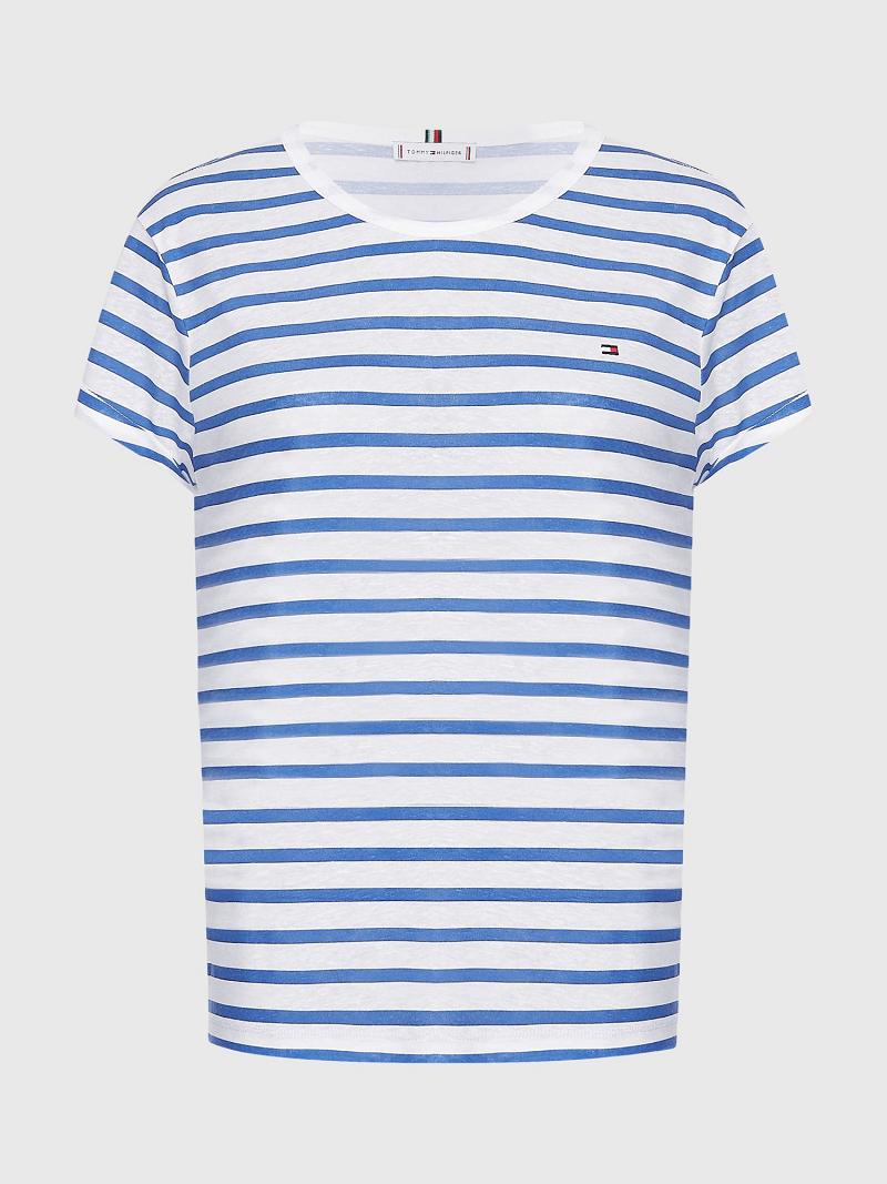 Camiseta Tommy Hilfiger Crewneck Azules Blancos | MX_W21433