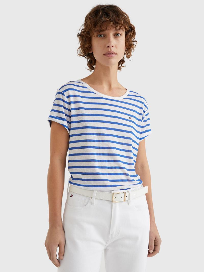 Camiseta Tommy Hilfiger Crewneck Azules Blancos | MX_W21433