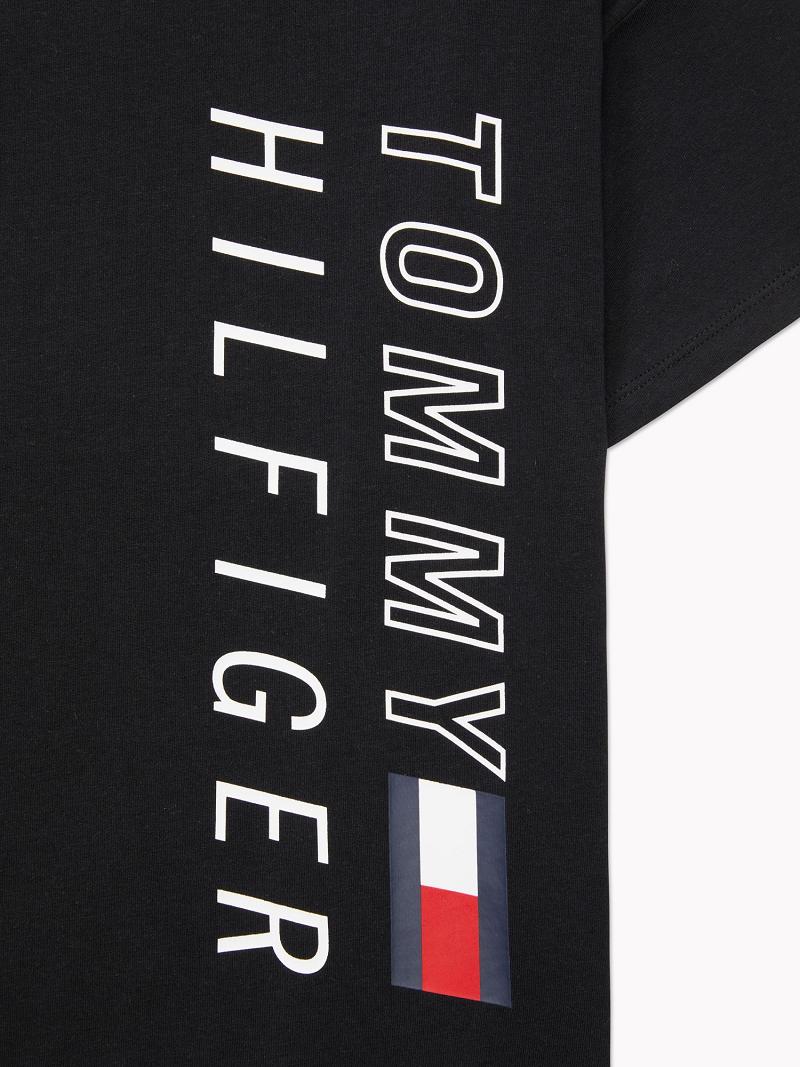 Camiseta Tommy Hilfiger Cropped Logo Negros | MX_W21436