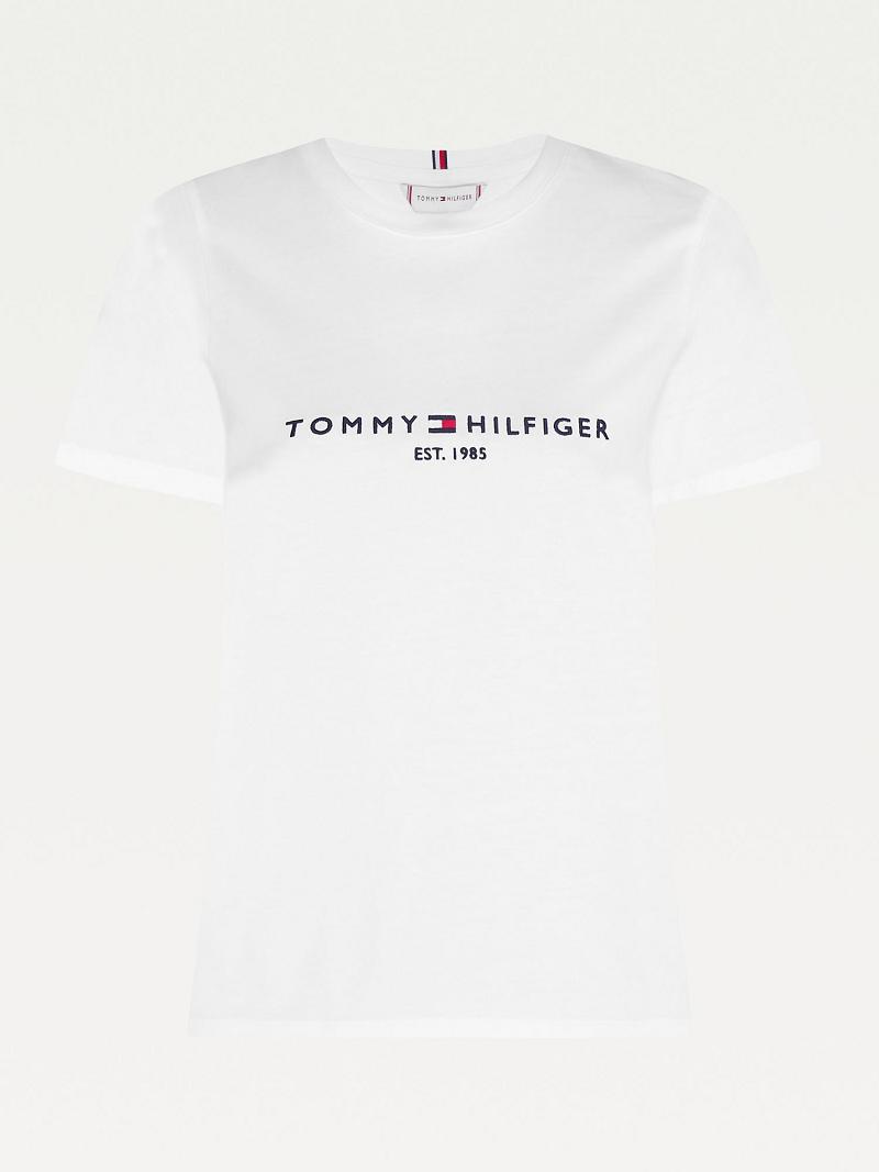 Camiseta Tommy Hilfiger Curve Hilfiger Crewneck Blancos | MX_W21440