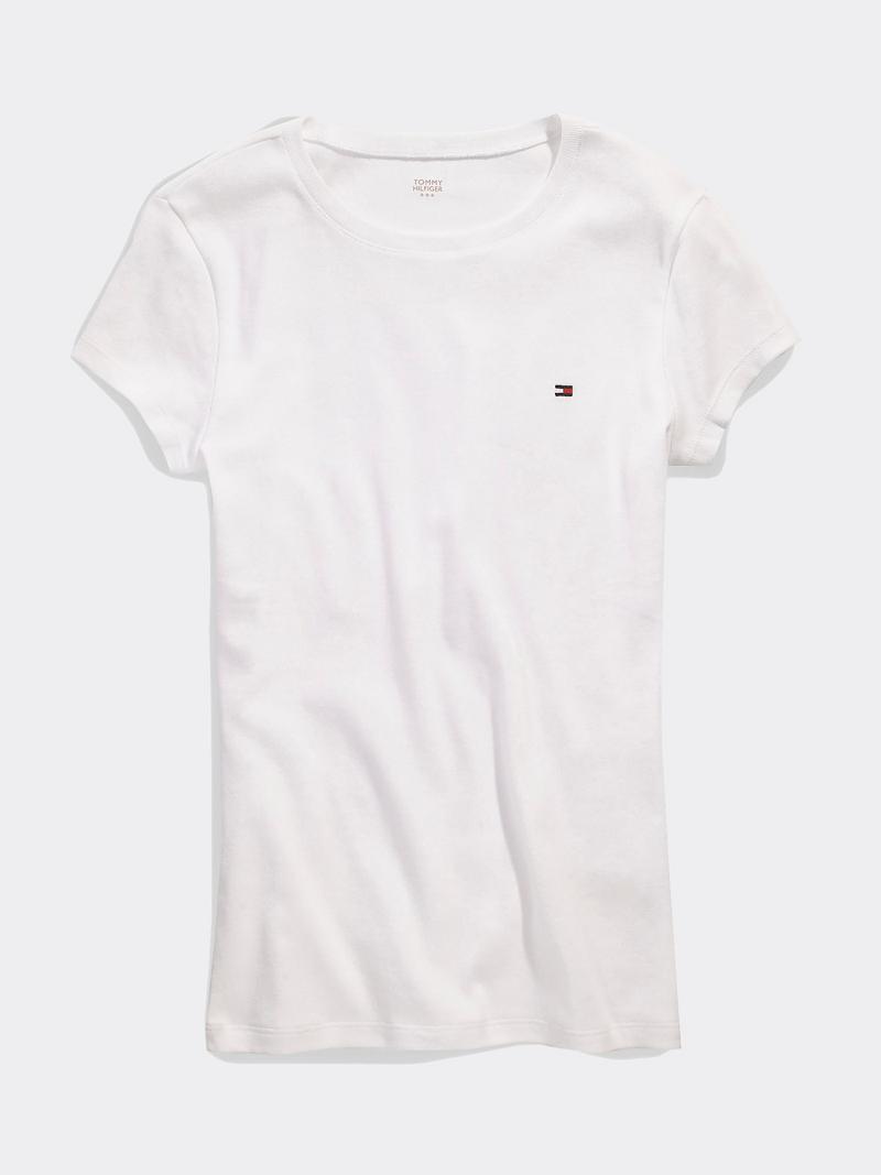 Camiseta Tommy Hilfiger Essential Favorite Crewneck Blancos | MX_W21442