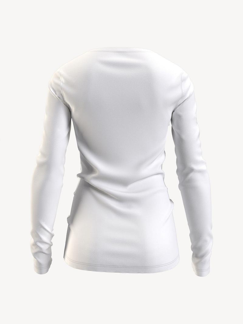 Camiseta Tommy Hilfiger Essential Favorite Long-Sleeve V-Neck Blancos | MX_W21444