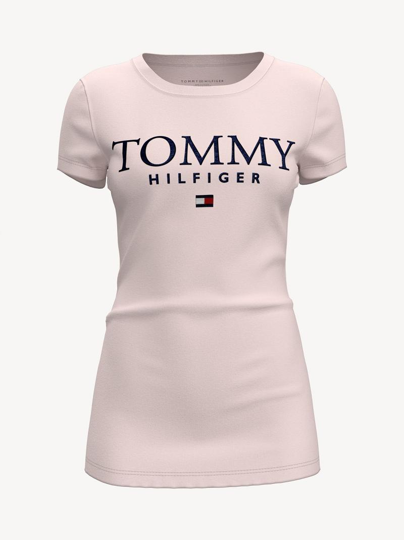 Camiseta Tommy Hilfiger Essential Favorite Tommy Estampados Rosas | MX_W21445