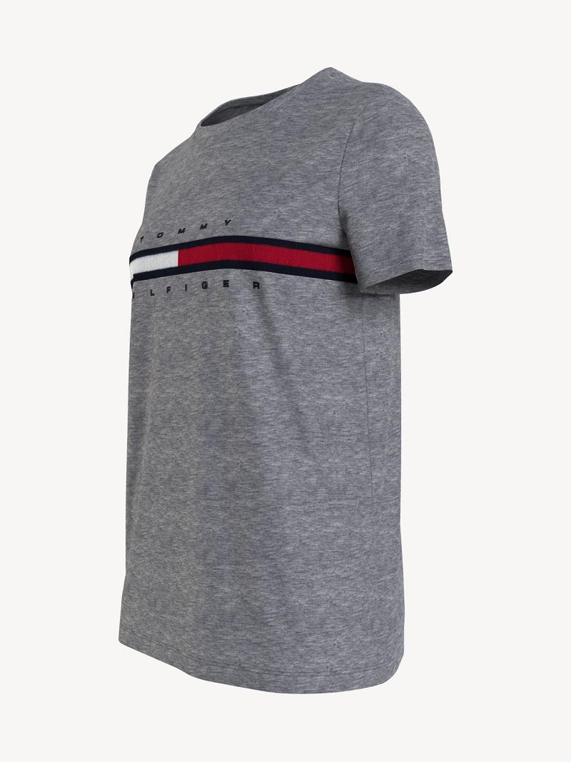 Camiseta Tommy Hilfiger Essential Flag Stripe Grises | MX_W21447