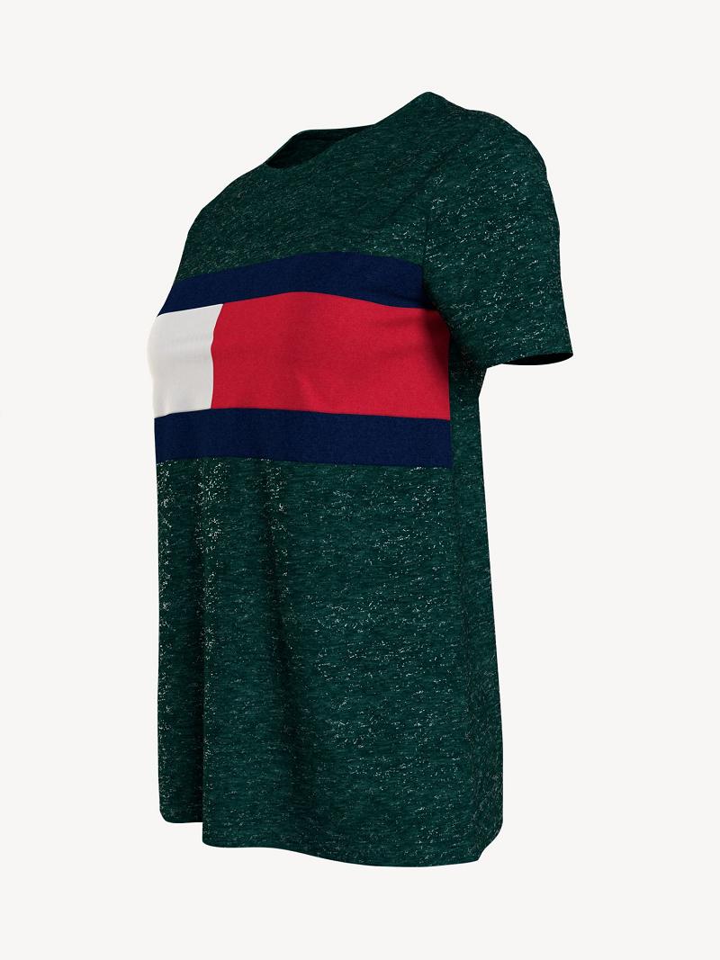 Camiseta Tommy Hilfiger Essential Logo Flag Verdes | MX_W21449