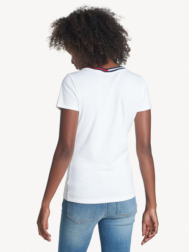 Camiseta Tommy Hilfiger Essential V-Neck Blancos | MX_W21452