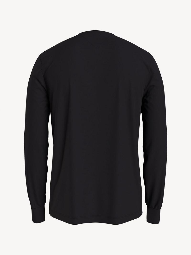 Camiseta Tommy Hilfiger Essential long-sleeve logo Negros | MX_M31029