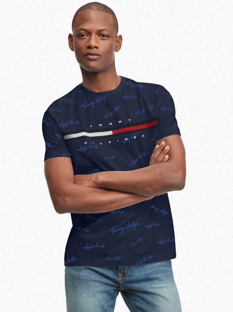 Camiseta Tommy Hilfiger Essential script logo Azul Marino | MX_M31031