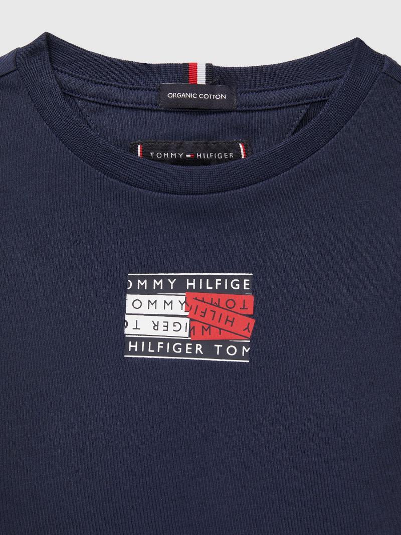 Camiseta Tommy Hilfiger Flag Logo Tape Azul Marino | MX_G1246