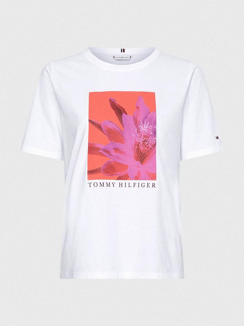 Camiseta Tommy Hilfiger Floral Blancos | MX_W21453