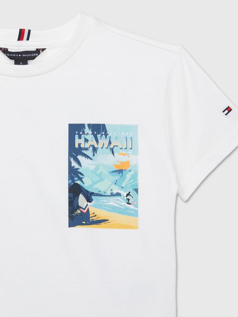 Camiseta Tommy Hilfiger Hawaii Blancos | MX_B2176