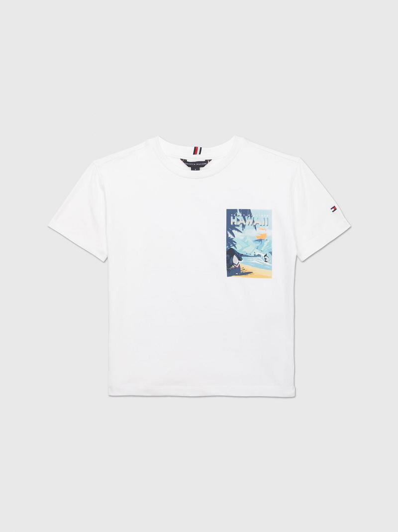 Camiseta Tommy Hilfiger Hawaii Blancos | MX_B2176