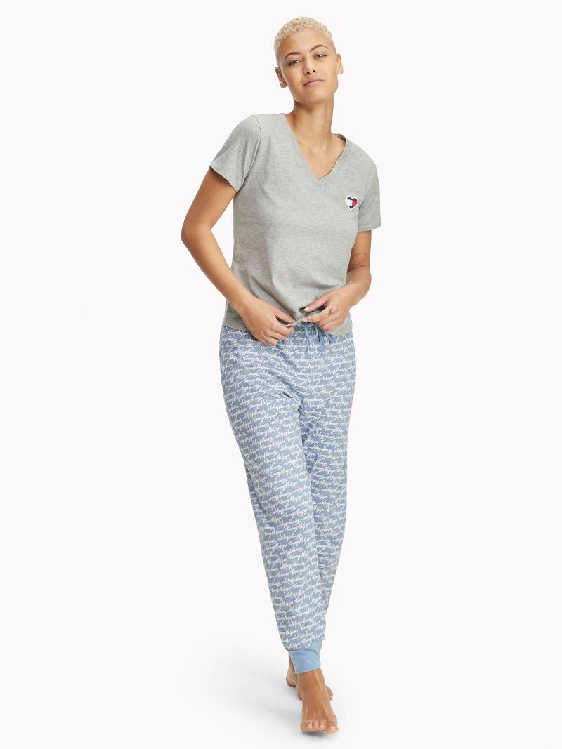 Camiseta Tommy Hilfiger Heart Sleep Grises | MX_W21454