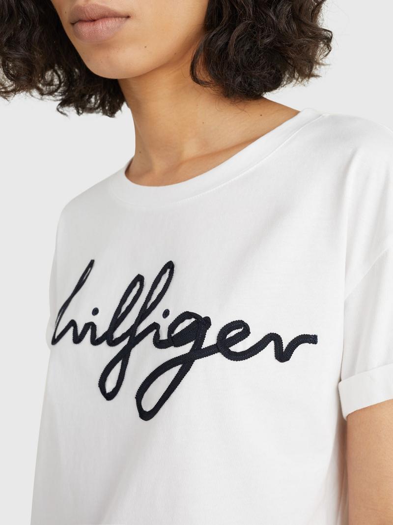 Camiseta Tommy Hilfiger Hilfiger Blancos | MX_W21455