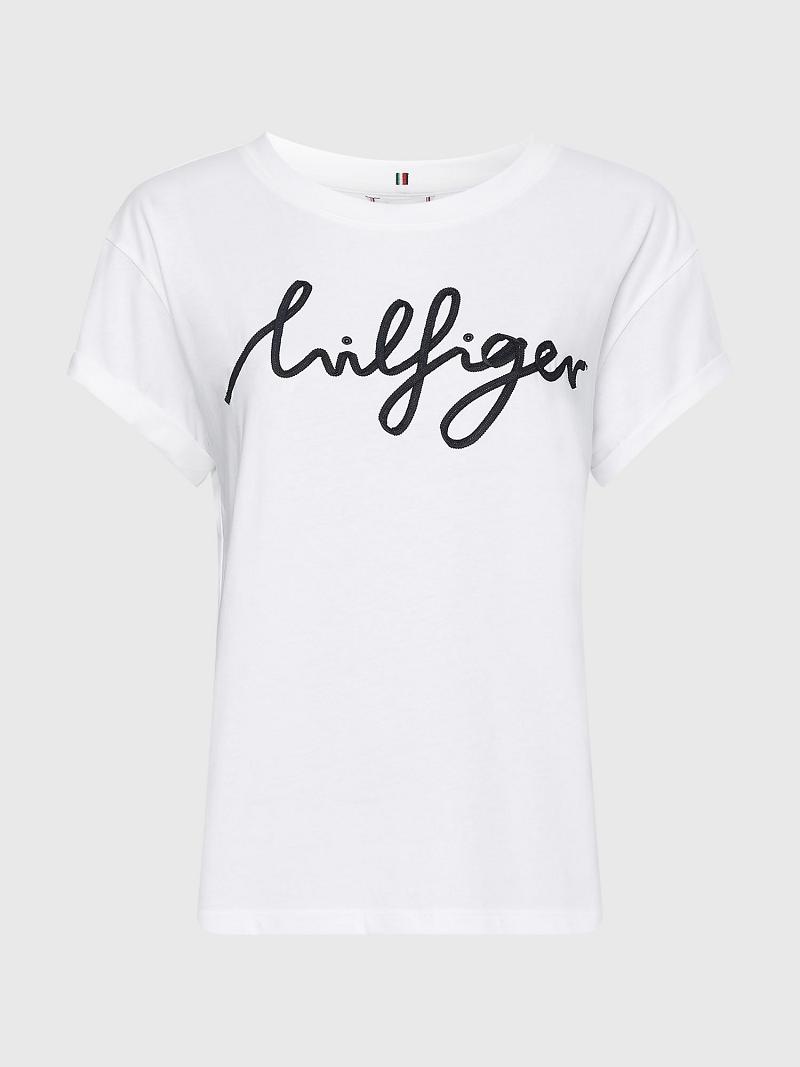 Camiseta Tommy Hilfiger Hilfiger Blancos | MX_W21455