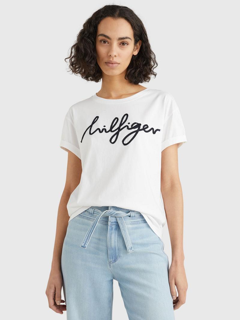 Camiseta Tommy Hilfiger Hilfiger Blancos | MX_W21455