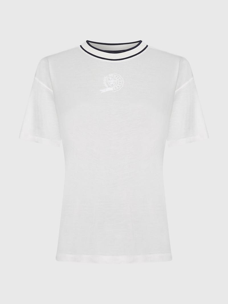 Camiseta Tommy Hilfiger Icon Crest Blancos | MX_W21458