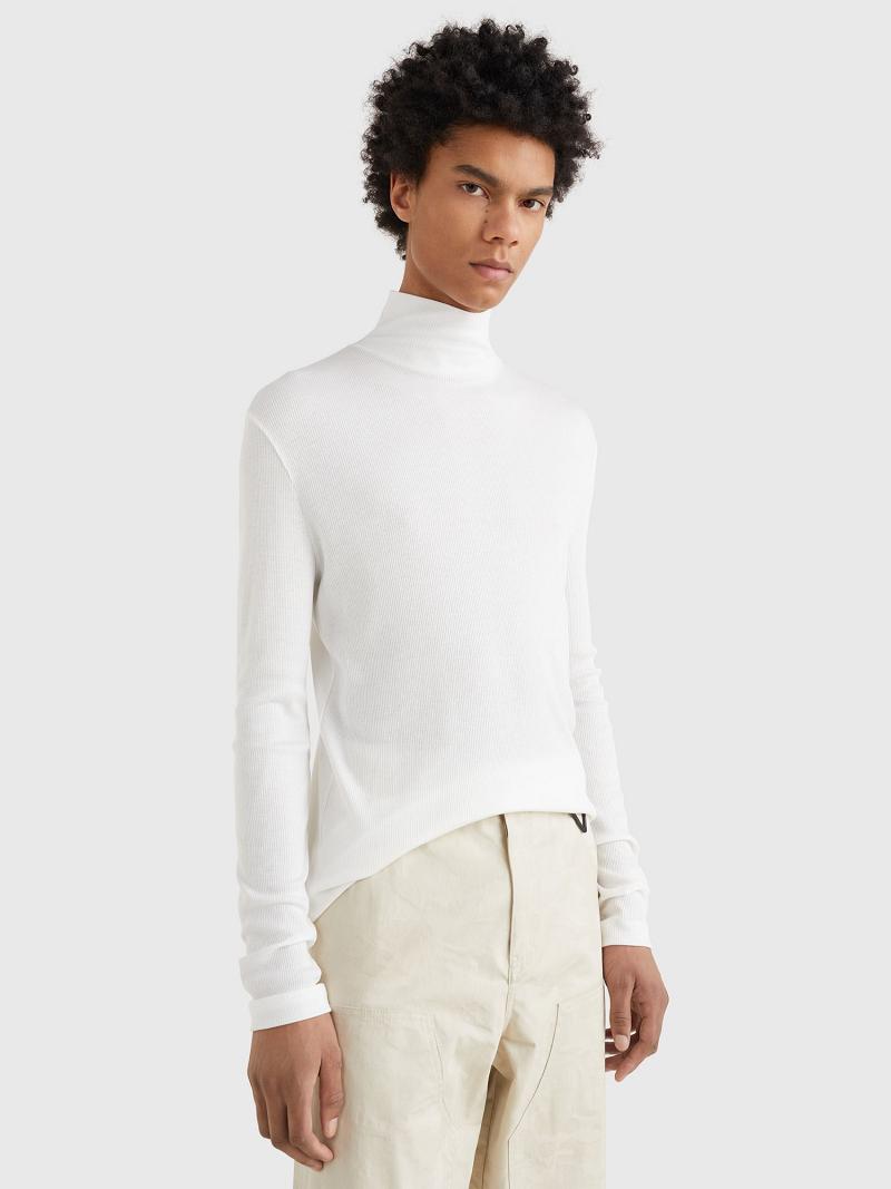 Camiseta Tommy Hilfiger Jersey turtleneck Blancos | MX_M31048