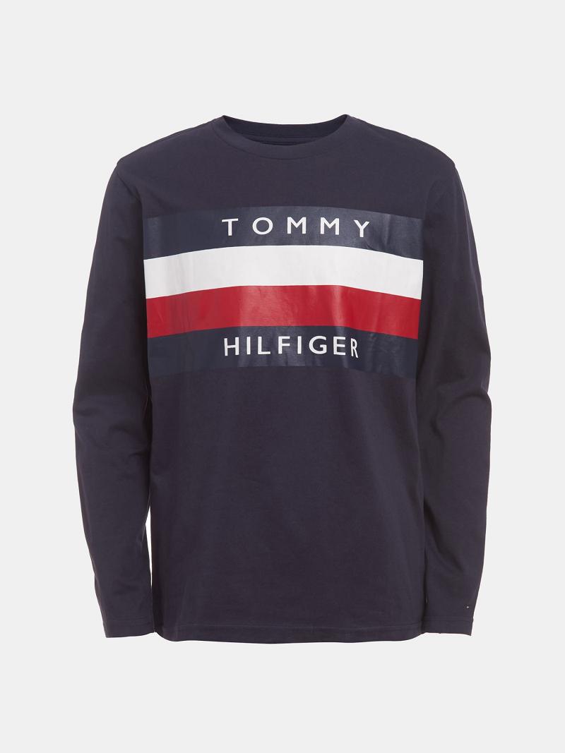 Camiseta Tommy Hilfiger Little Classic Long-Sleeve Azul Marino | MX_B2182