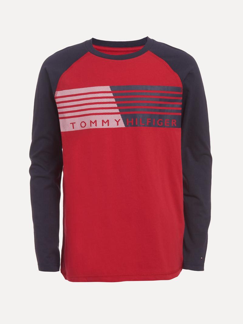 Camiseta Tommy Hilfiger Little Long-Sleeve Colorblock Flag Rojos | MX_B2184