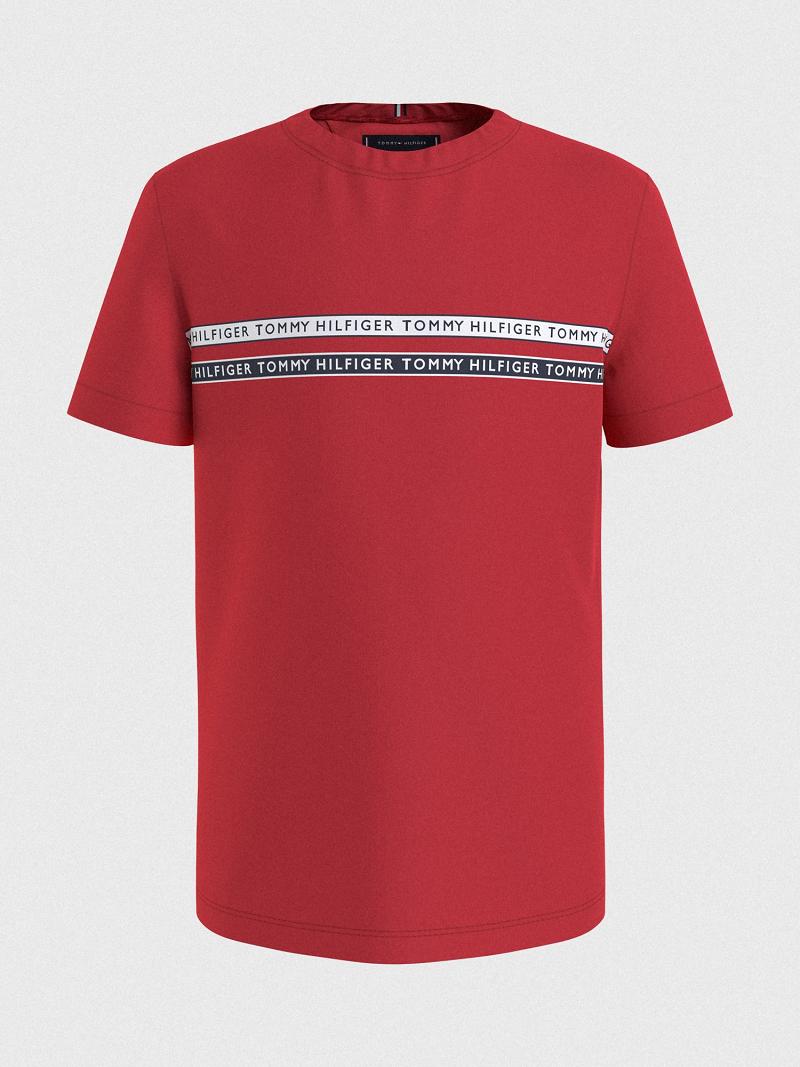 Camiseta Tommy Hilfiger Logo Stripe Rojos | MX_B2195