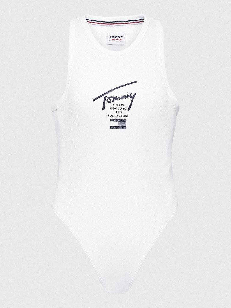 Camiseta Tommy Hilfiger Logo Tank Bodysuit Blancos | MX_W21460