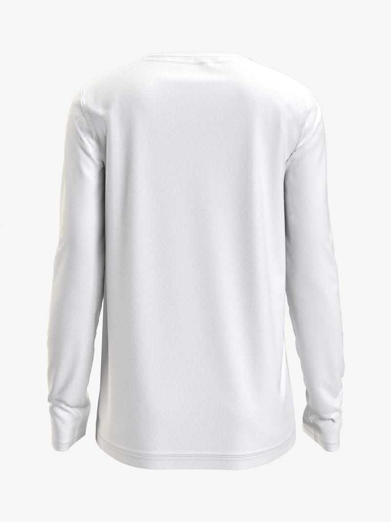 Camiseta Tommy Hilfiger Long-Sleeve Logo Blancos | MX_W21461