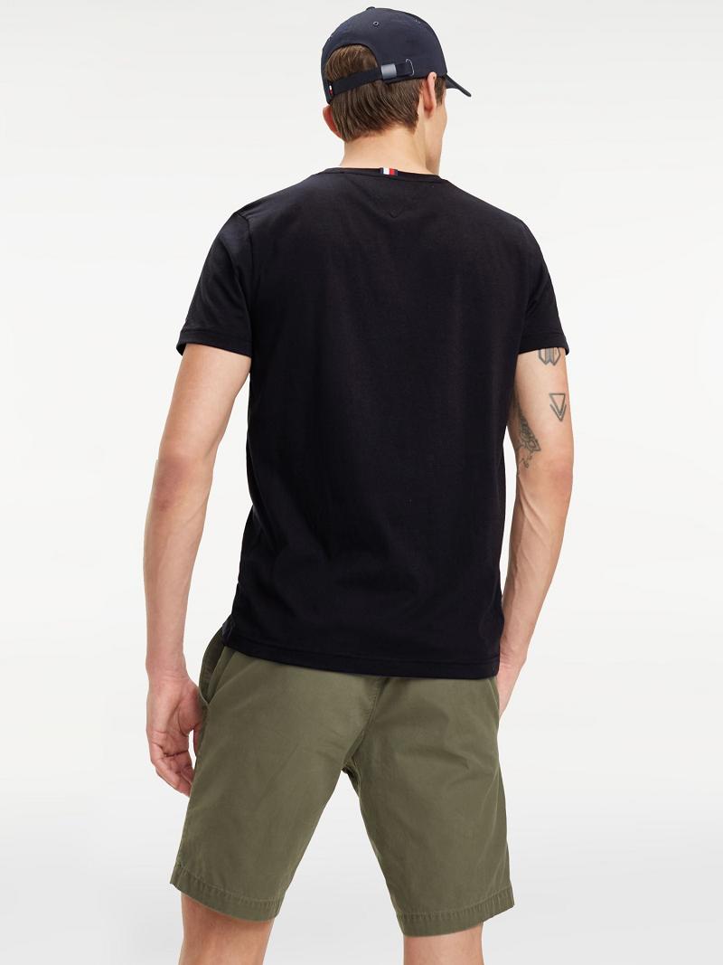 Camiseta Tommy Hilfiger Organic Algodon Logo Negros | MX_M31061