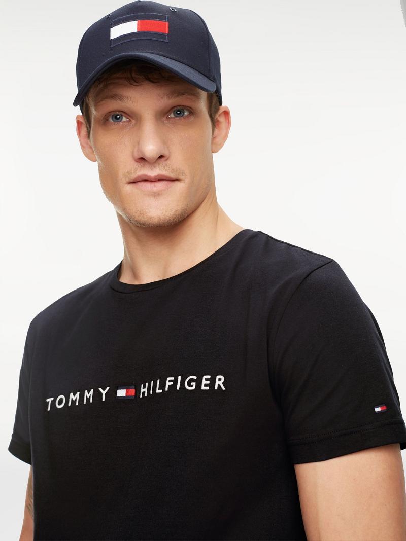 Camiseta Tommy Hilfiger Organic Algodon Logo Negros | MX_M31061