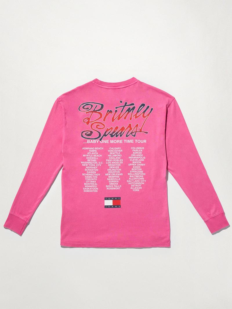 Camiseta Tommy Hilfiger Organic Algodon Britney Oversized Long-Sleeve Rosas | MX_W21465