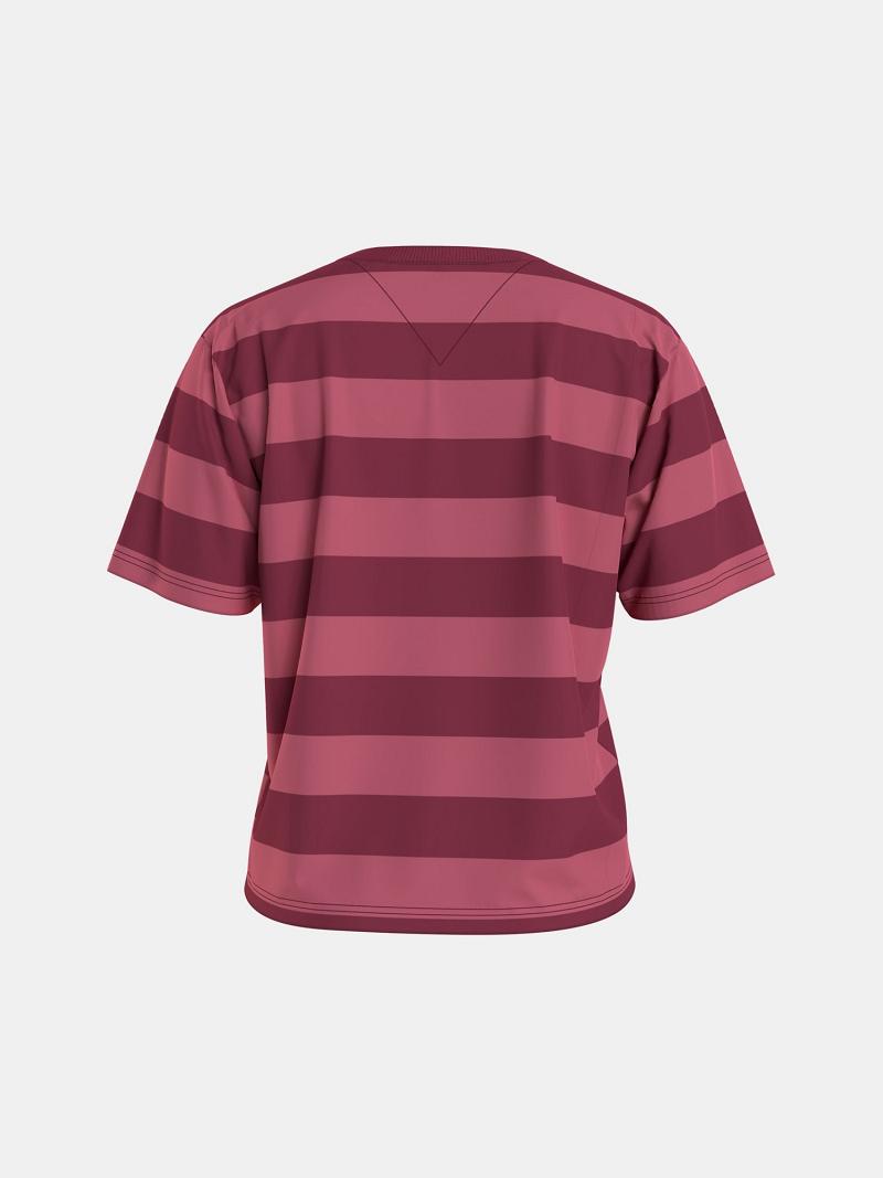 Camiseta Tommy Hilfiger Organic Algodon Collegiate Stripe Rojos | MX_W21467