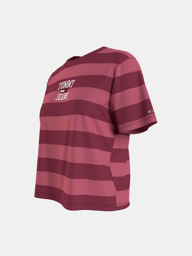 Camiseta Tommy Hilfiger Organic Algodon Collegiate Stripe Rojos | MX_W21467